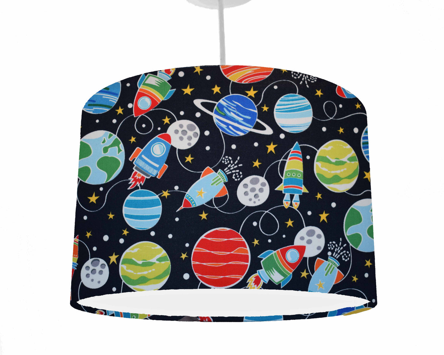 Navy Space Lampshade, Glow In The Dark, Space Themed Bedroom