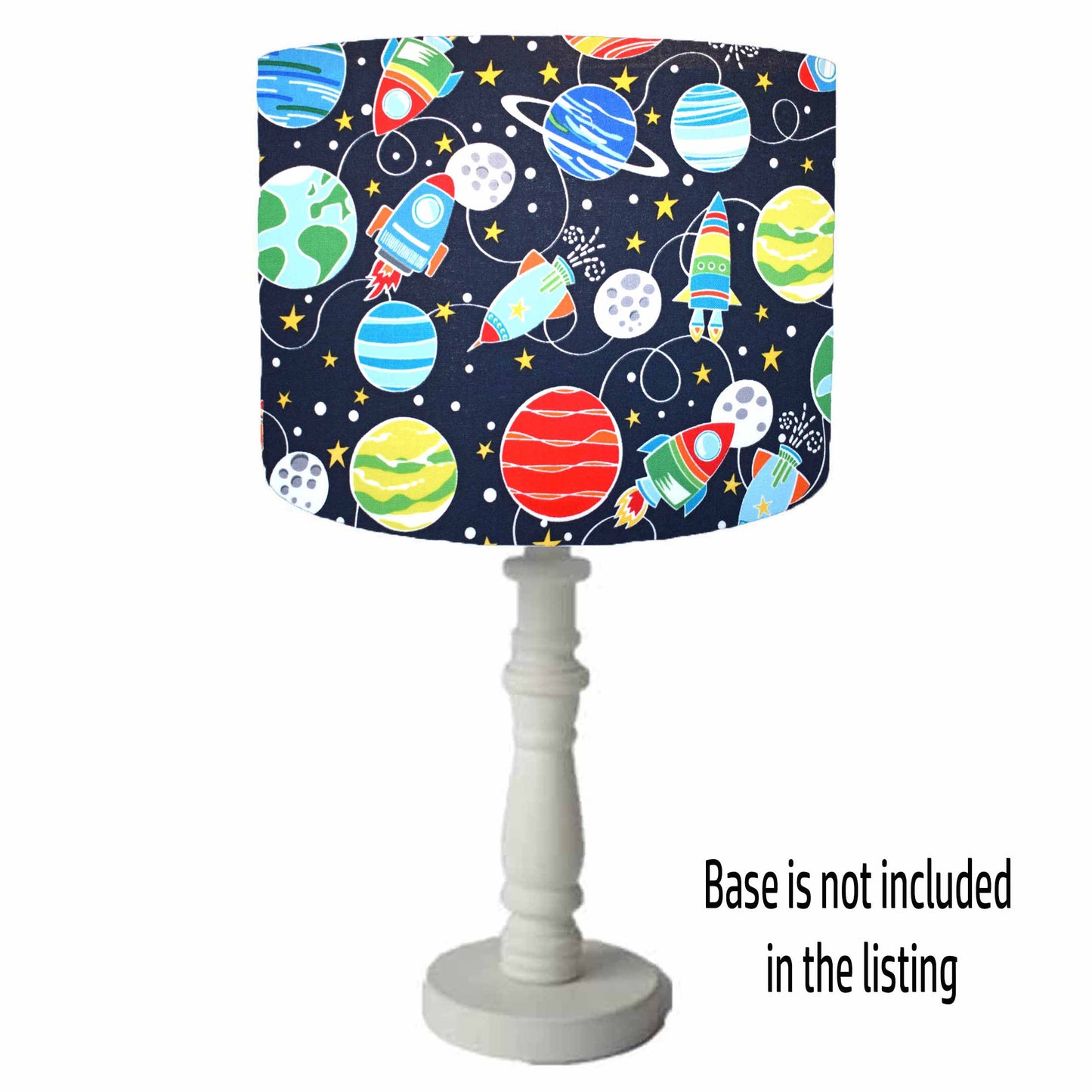 Navy Space Lampshade, Glow In The Dark, Space Themed Bedroom