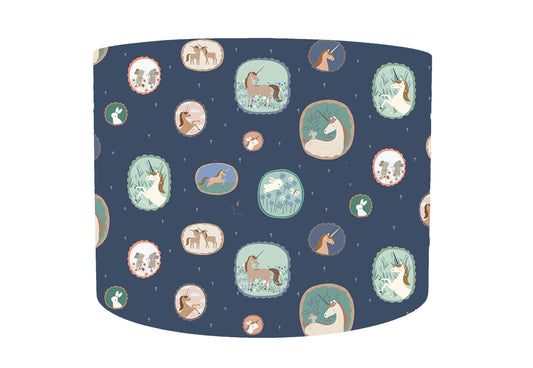 Navy Unicorn Lampshade, Girl Themed Lampshade