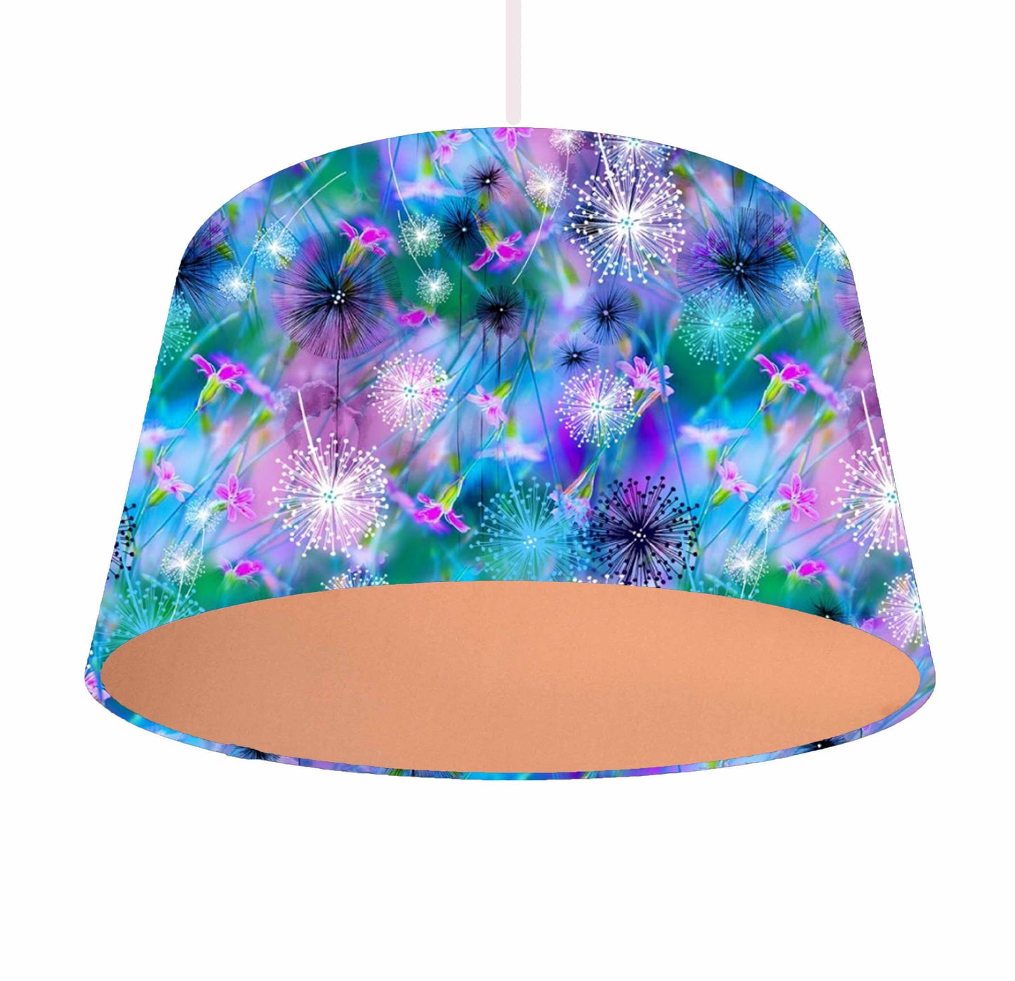 Neon Dandelion Lampshade, Metallic Lining