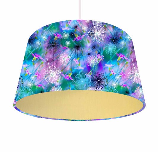 Neon Dandelion Lampshade, Metallic Lining
