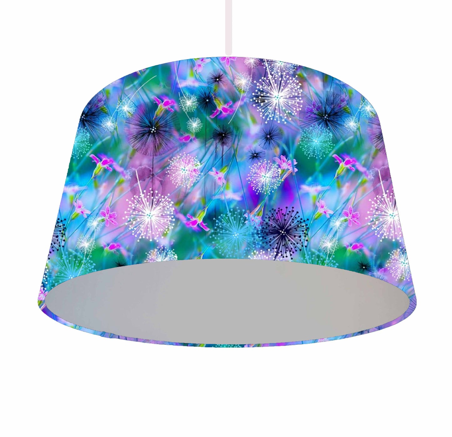 Neon Dandelion Lampshade, Metallic Lining