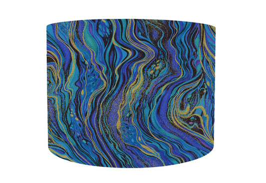 Blue And Gold Marble Lampshade - White Lining