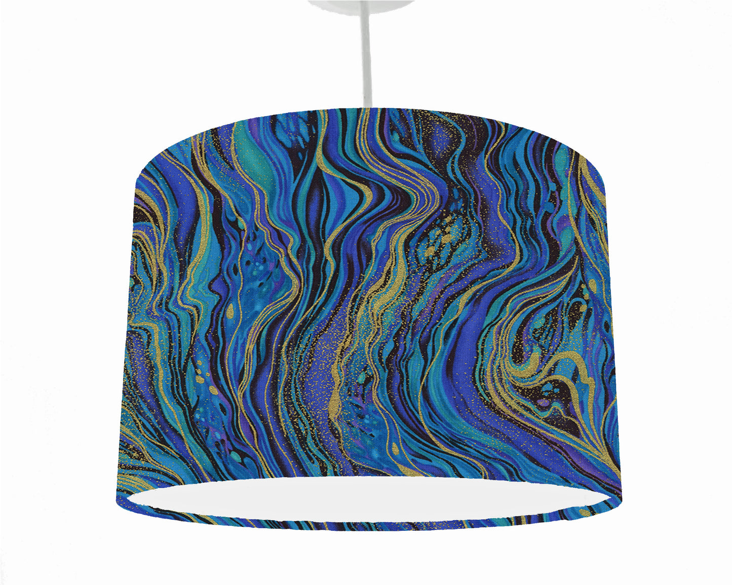 Blue And Gold Marble Lampshade - White Lining