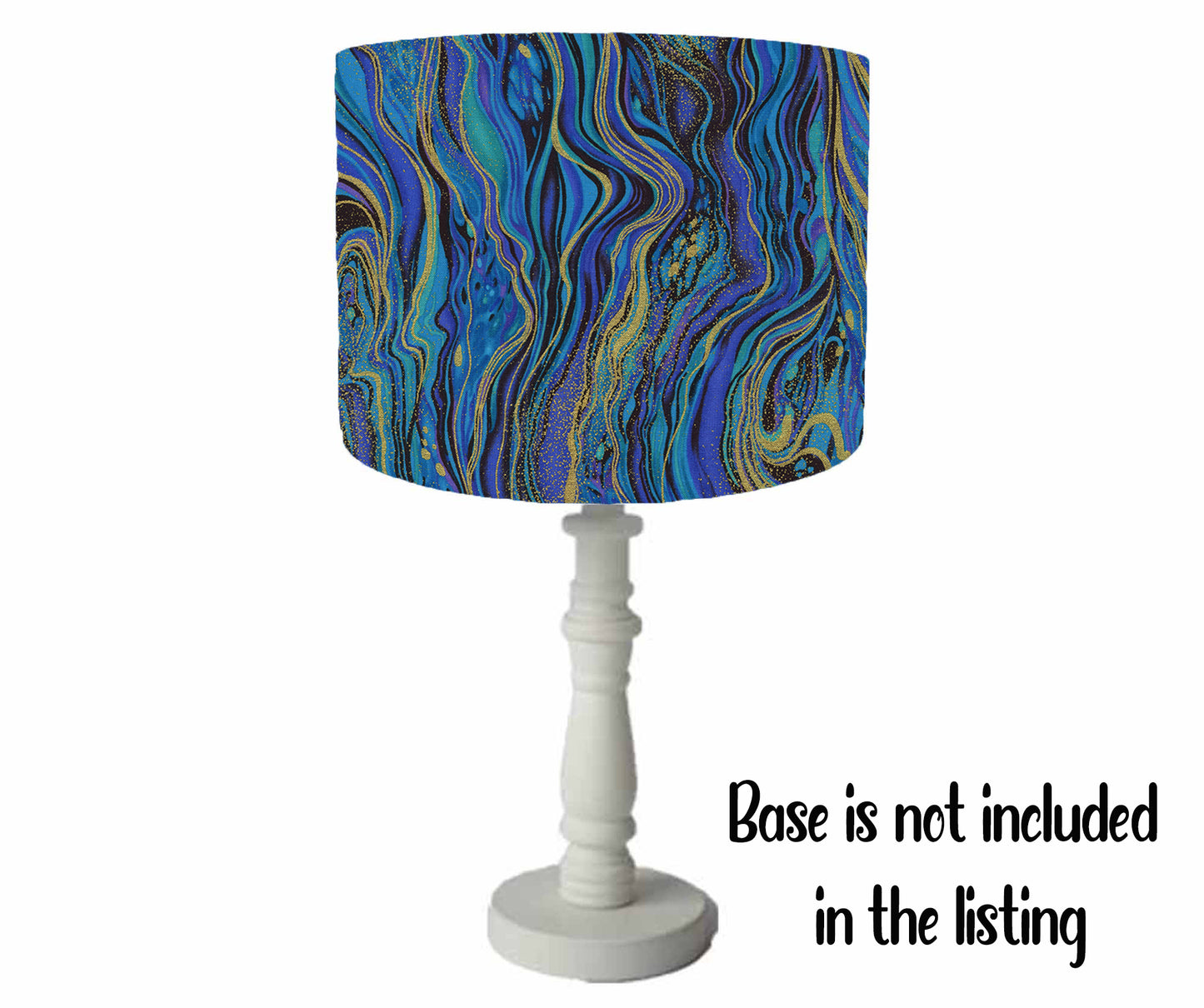 Blue And Gold Marble Themed Lampshade - Metallic Lining