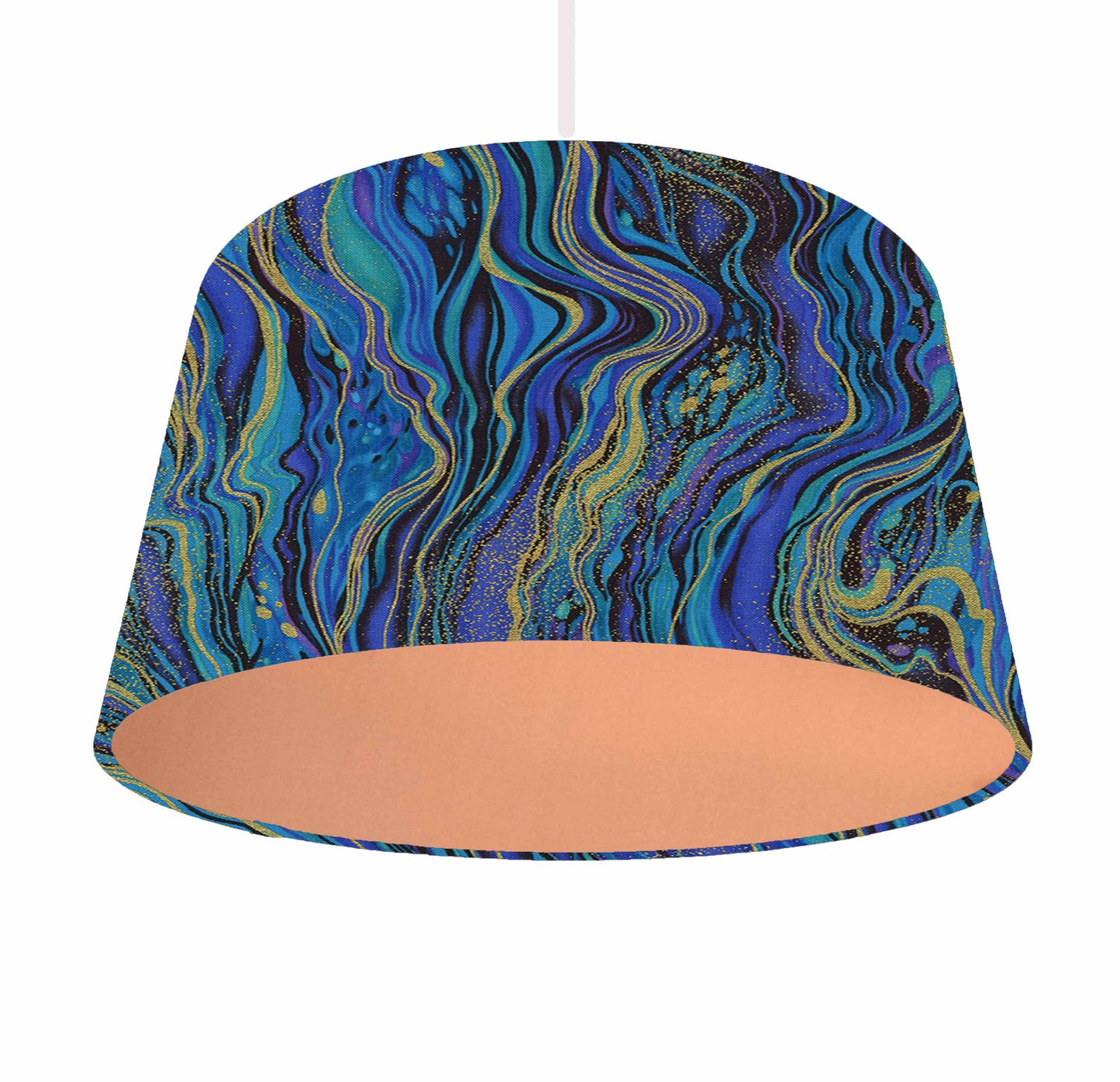 Blue And Gold Marble Themed Lampshade - Metallic Lining