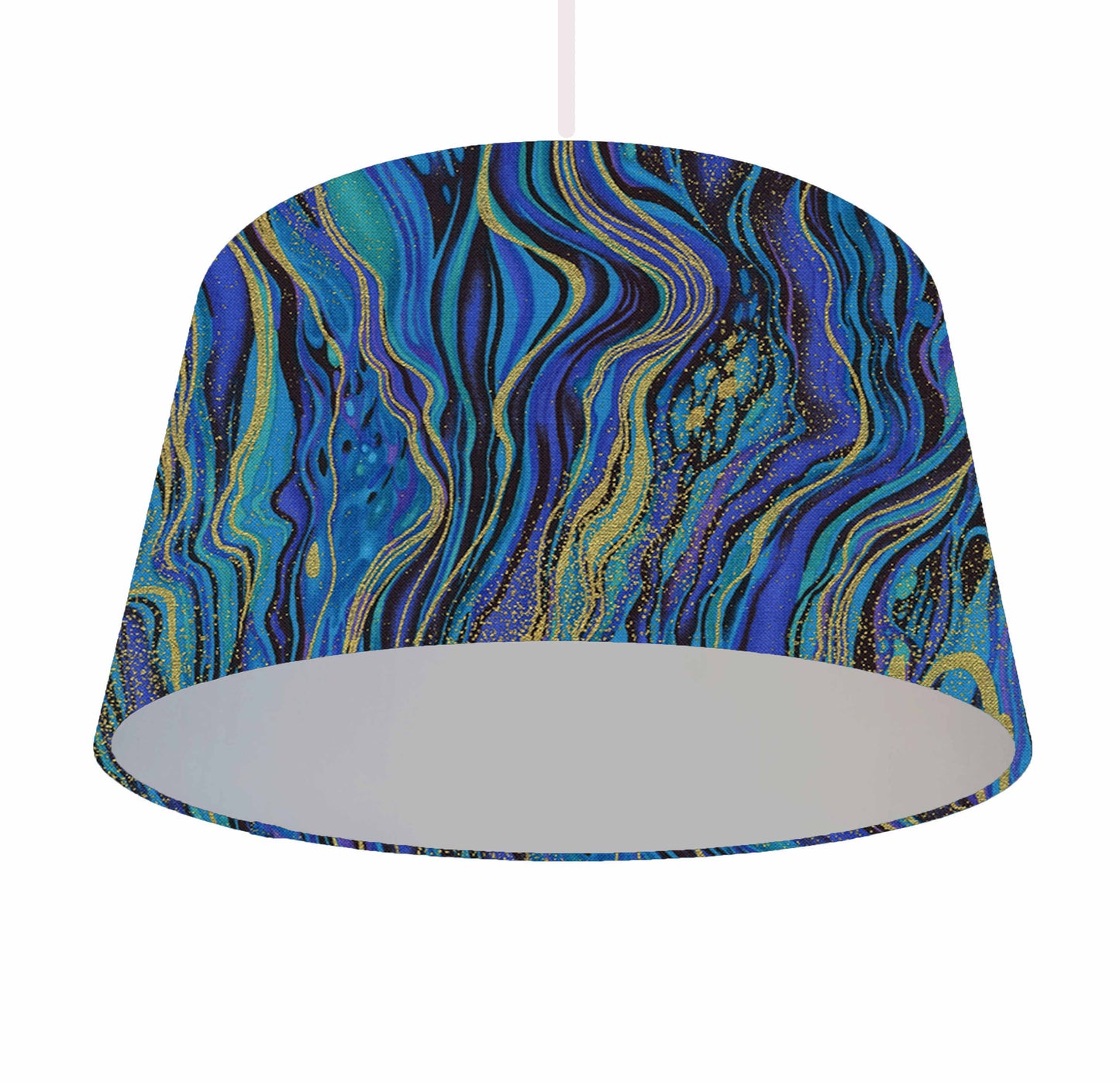 Blue And Gold Marble Themed Lampshade - Metallic Lining
