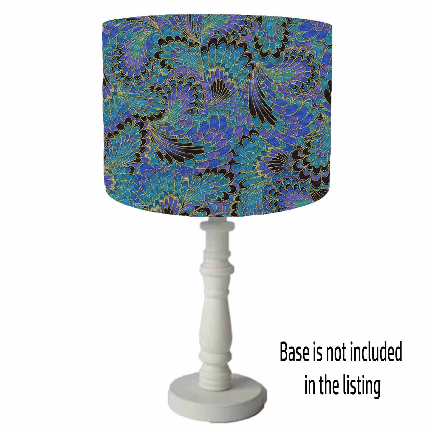 Peacock Feathers Lampshade, White Lining