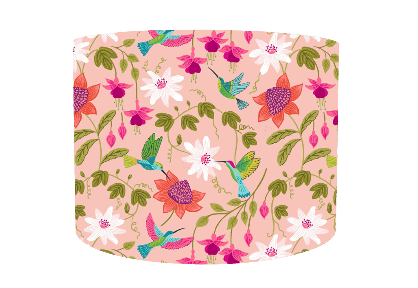 Pink Hummingbird Lampshade - White Lining