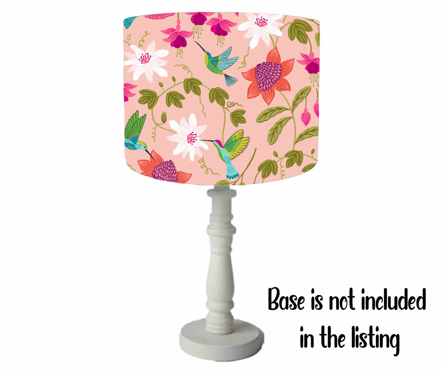 Pink Hummingbird Lampshade - White Lining