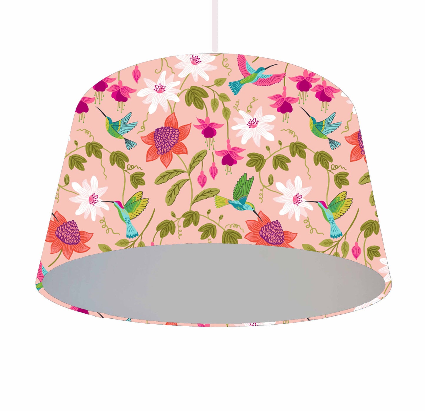 Pink Hummingbird Lamp Shade - Metallic Lining