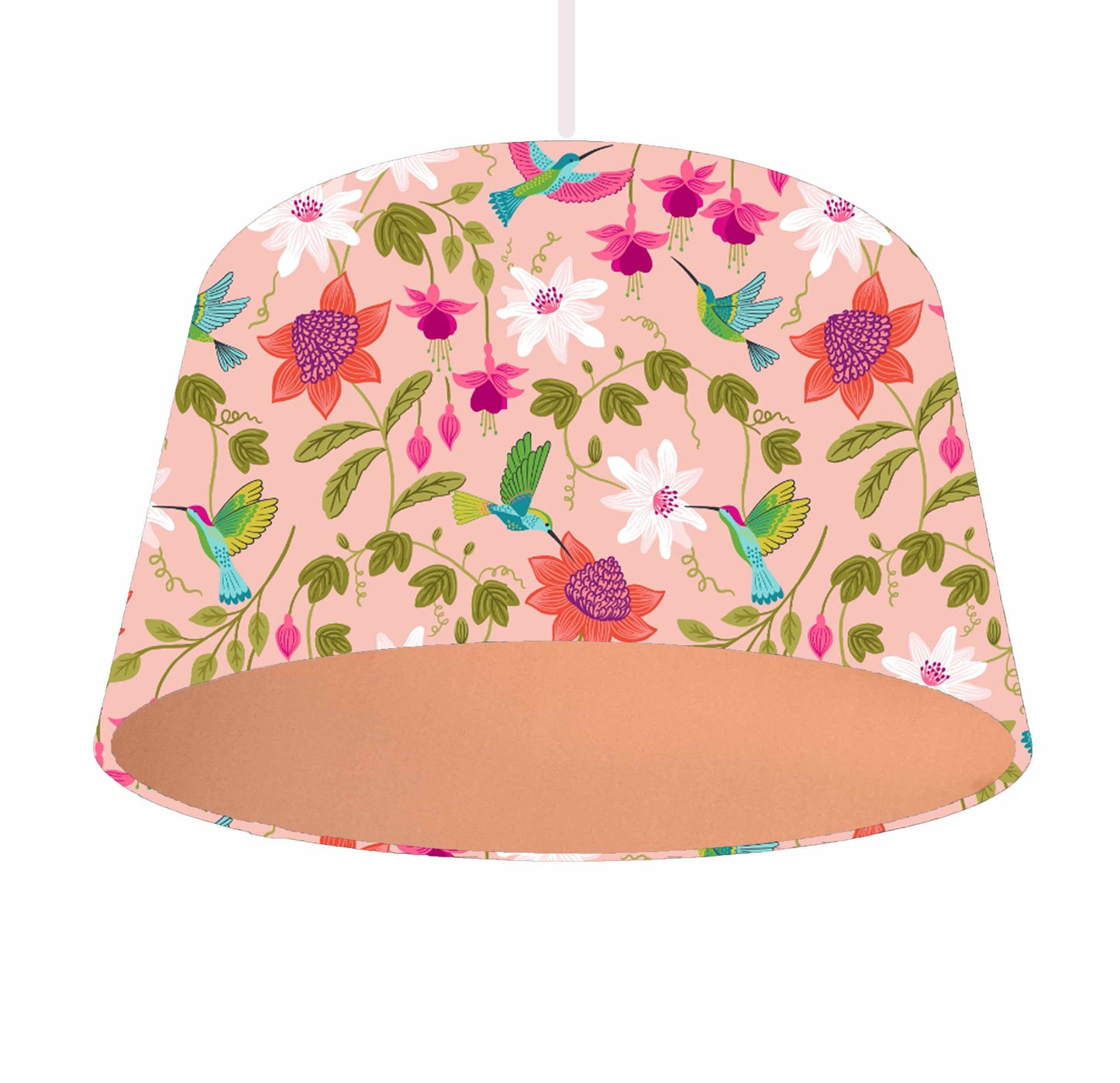 Pink Hummingbird Lamp Shade - Metallic Lining