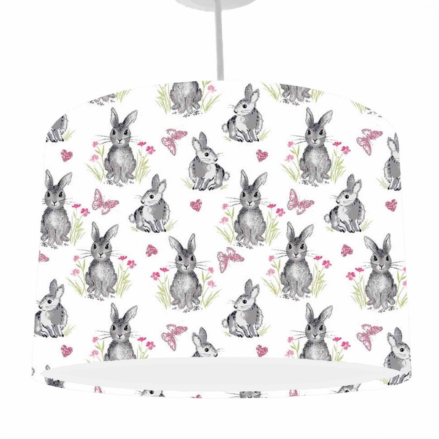 White Bunny Rabbits And Butterflies Lampshade