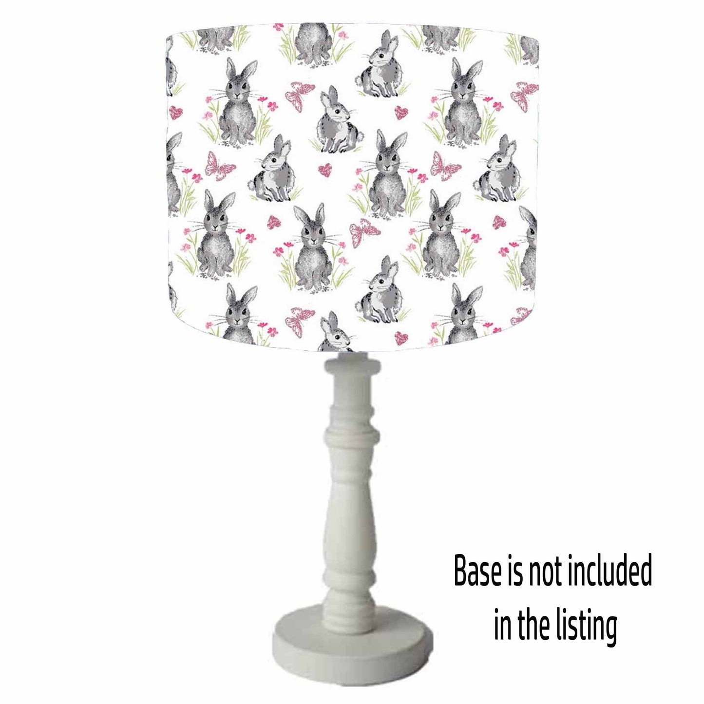 White Bunny Rabbits And Butterflies Lampshade