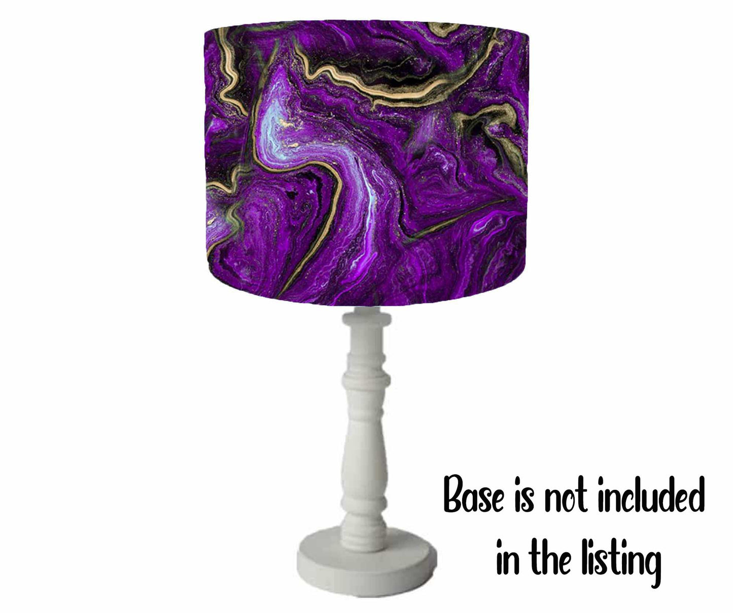 Purple And Gold Geode Style Lampshade - White Lining