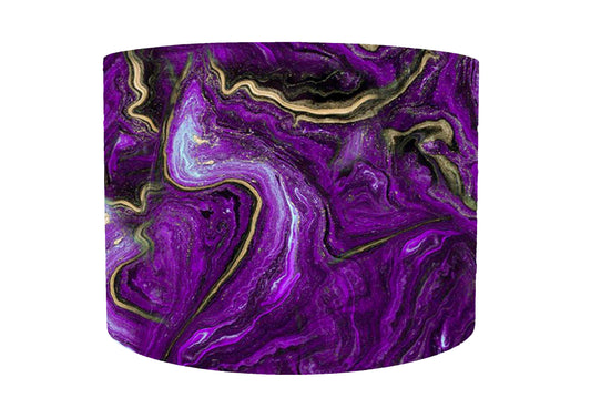 Purple And Gold Geode Style Lampshade - White Lining