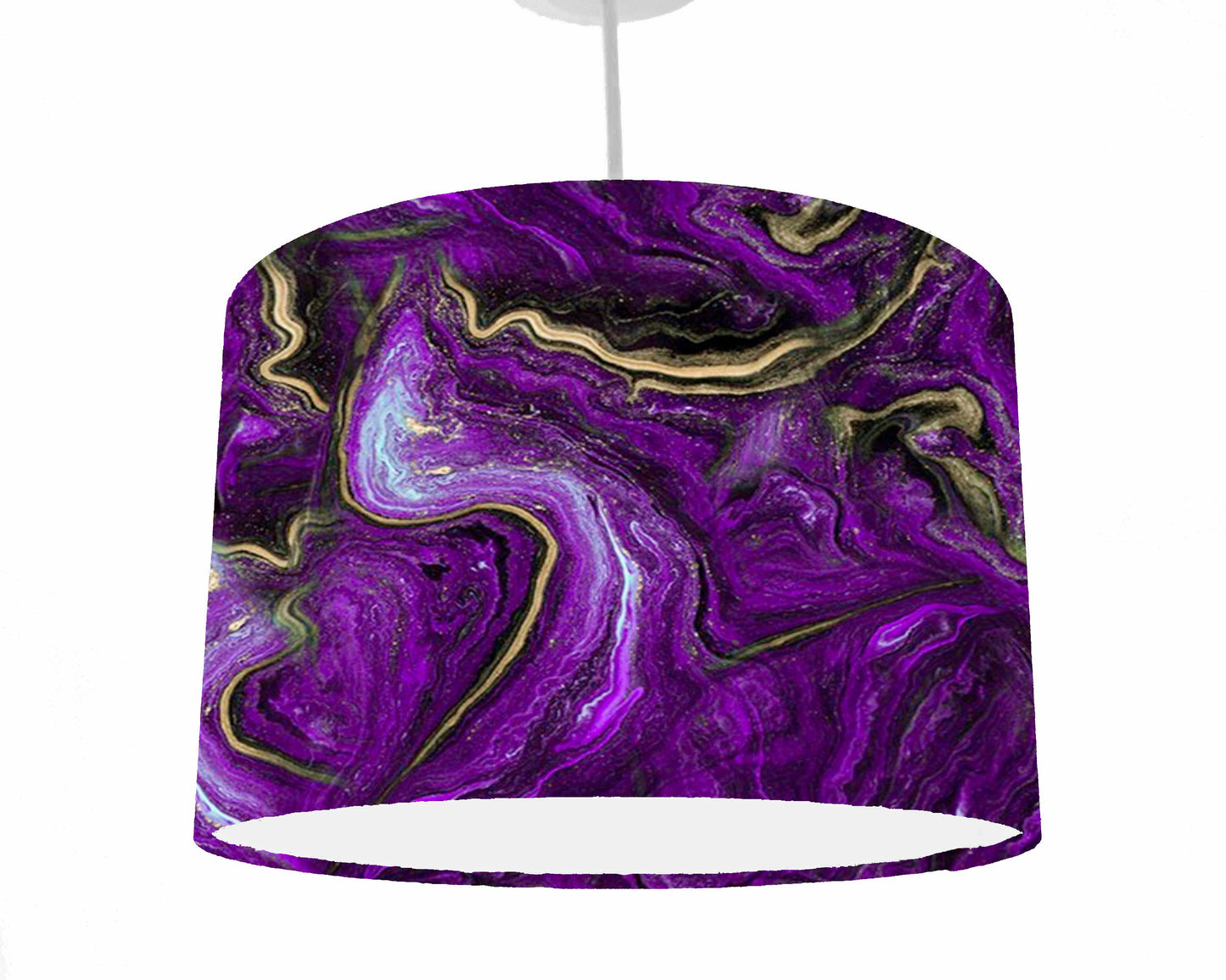 Purple And Gold Geode Style Lampshade - White Lining