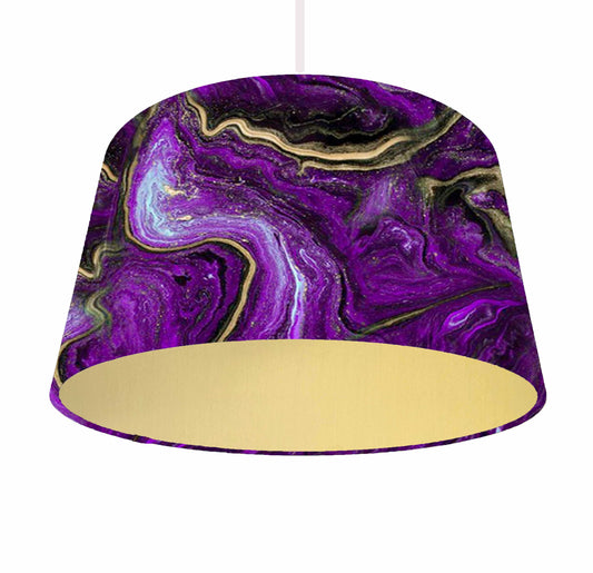 Purple And Gold Marble Style Lampshade - Metallic Lining