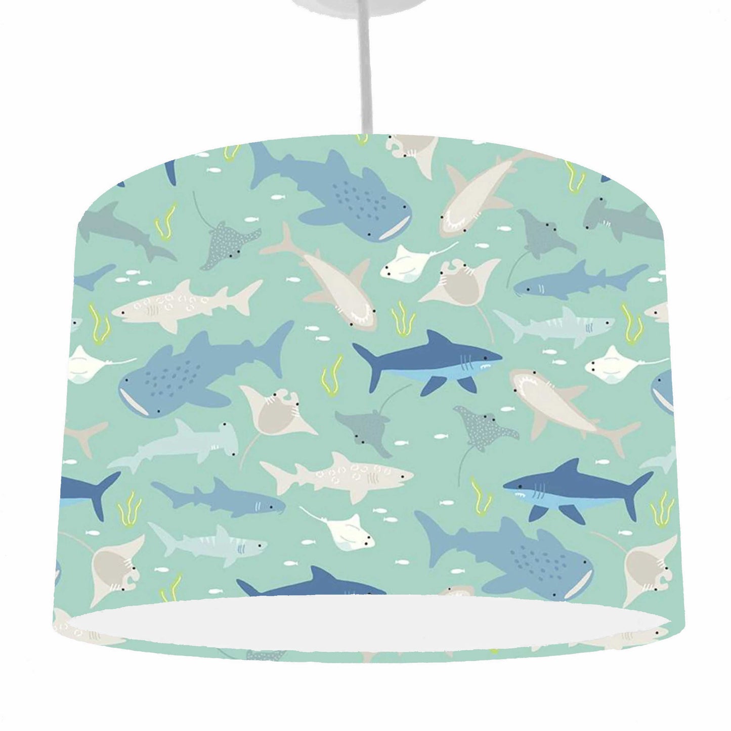 Pale Green Shark Lampshade, Ocean Theme Bedroom Decor