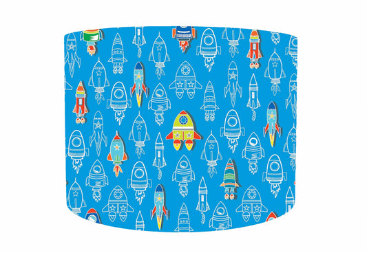 Royal Blue Rocket Lampshade, Space Bedroom Decor