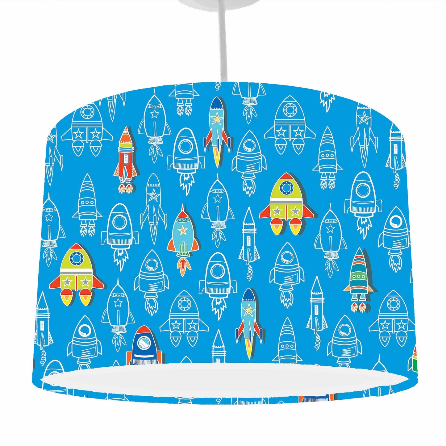 Royal Blue Rocket Lampshade, Space Bedroom Decor