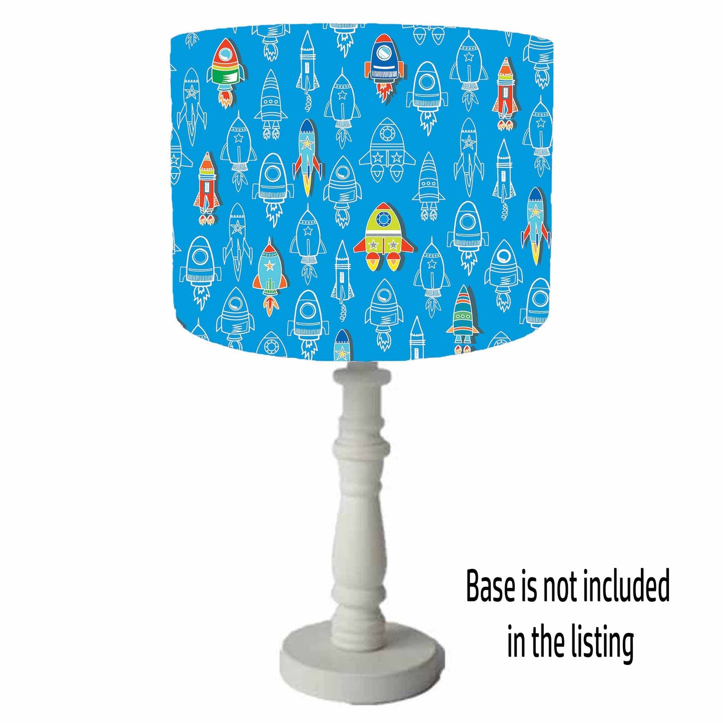 Royal Blue Rocket Lampshade, Space Bedroom Decor