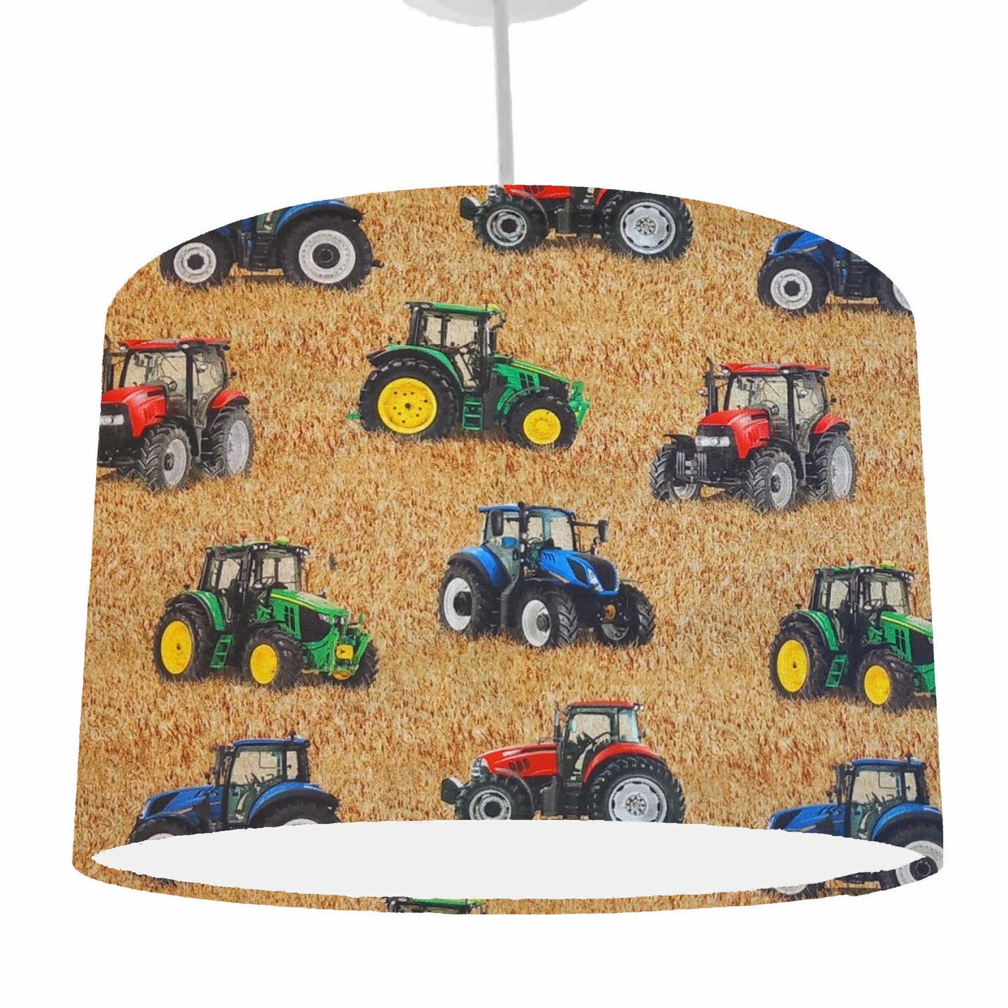 Colourful Tractors in Straw, Children Lampshade, Farm Themed Bedroom