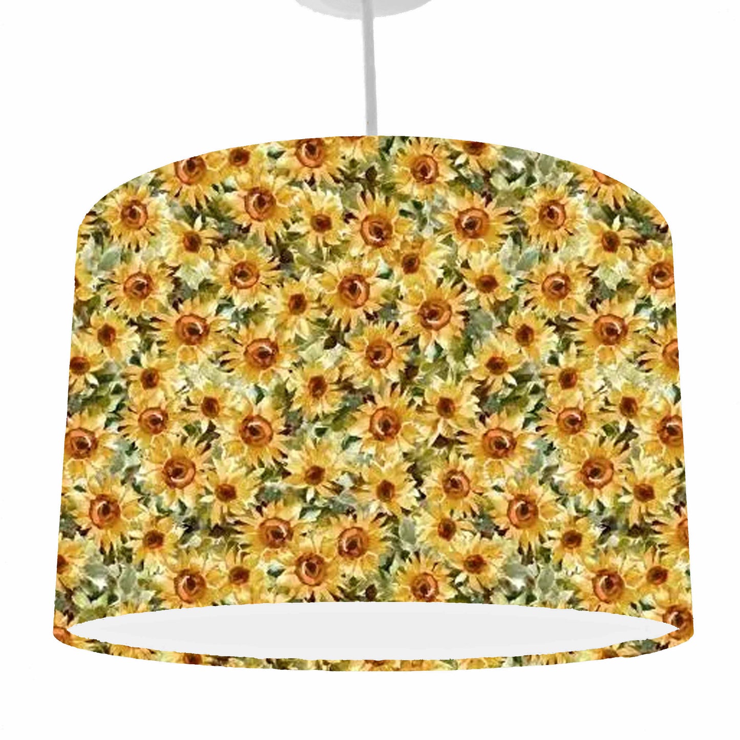 sunflower ceiling light, sunflowers in the style of handpainted. ceiling light view