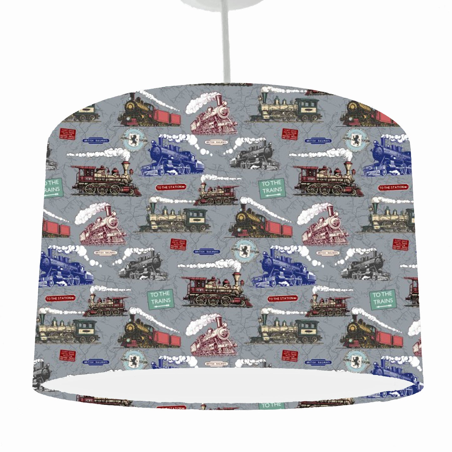 Steam engine themed ceiling pendant light shade