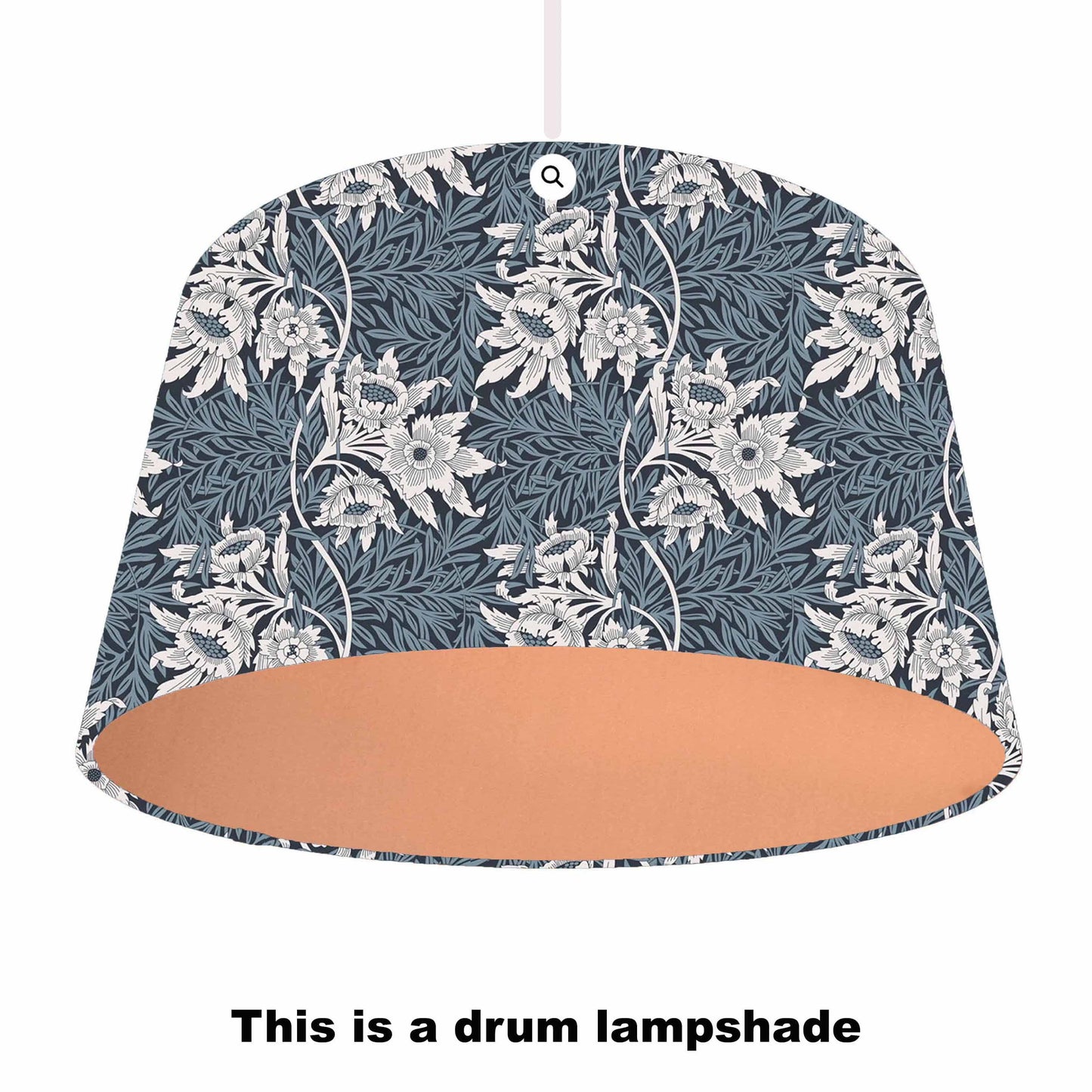 blue floral drum lampshade with copper lining