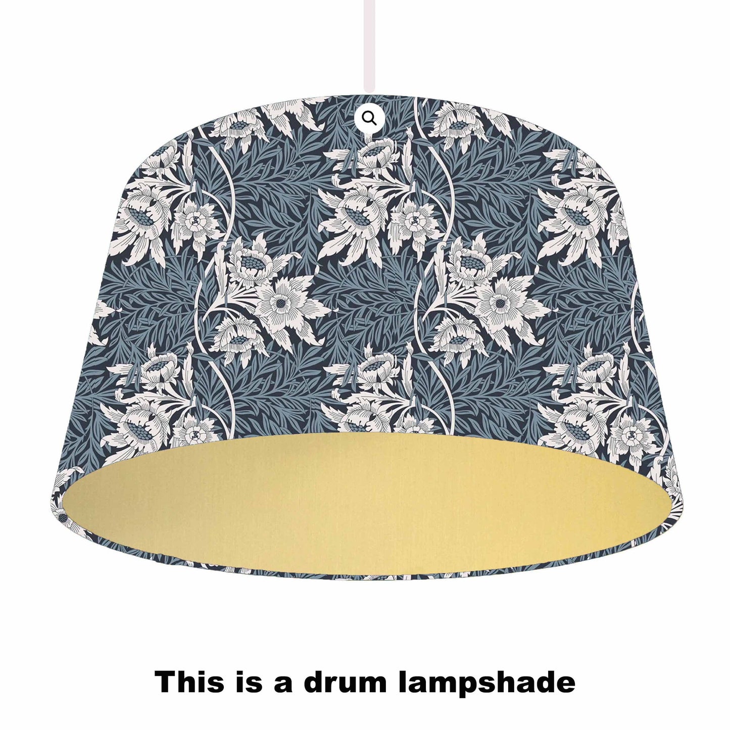 WM Tulip and willow drum lampshade with metallic gold lining