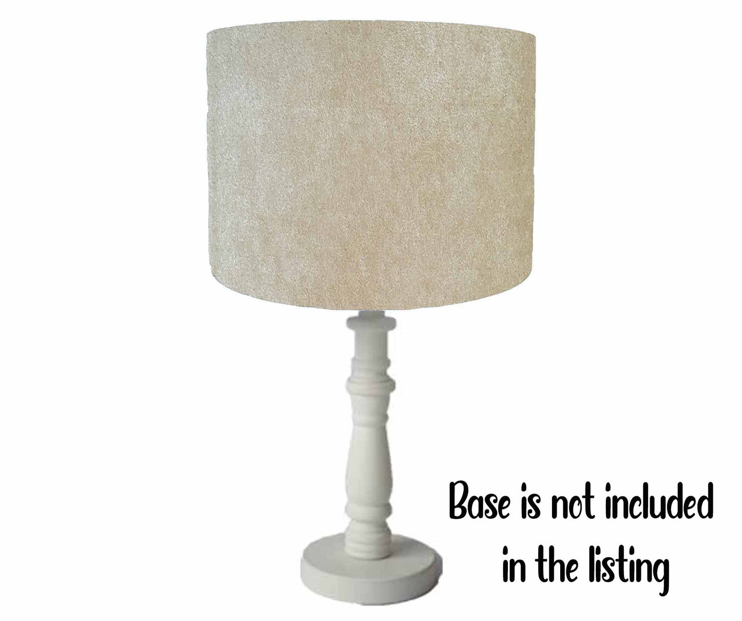 Soft beige velvet lampshade, view from table lamp base