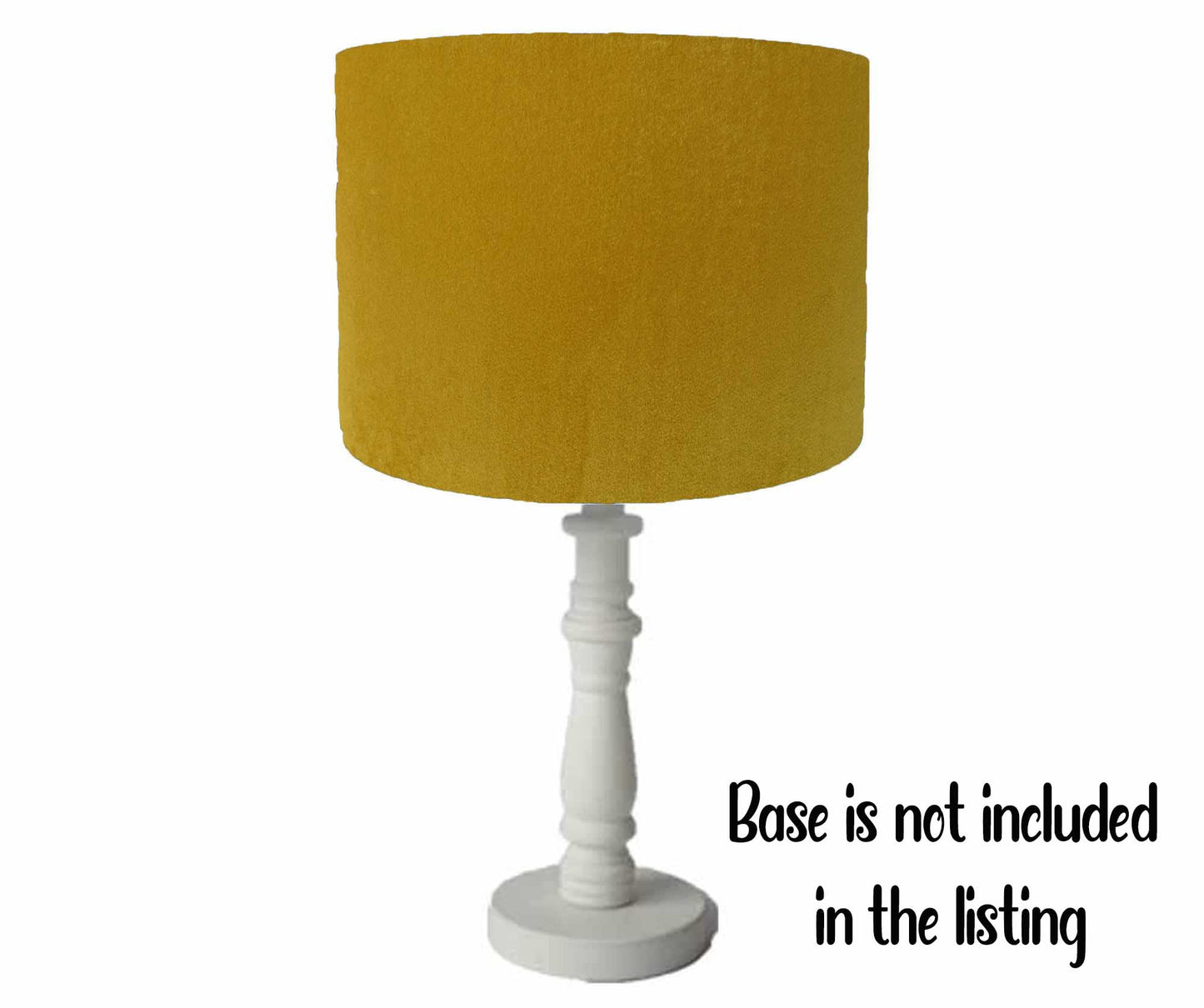 mustard ochre yellow velvet table lamp shade on a base