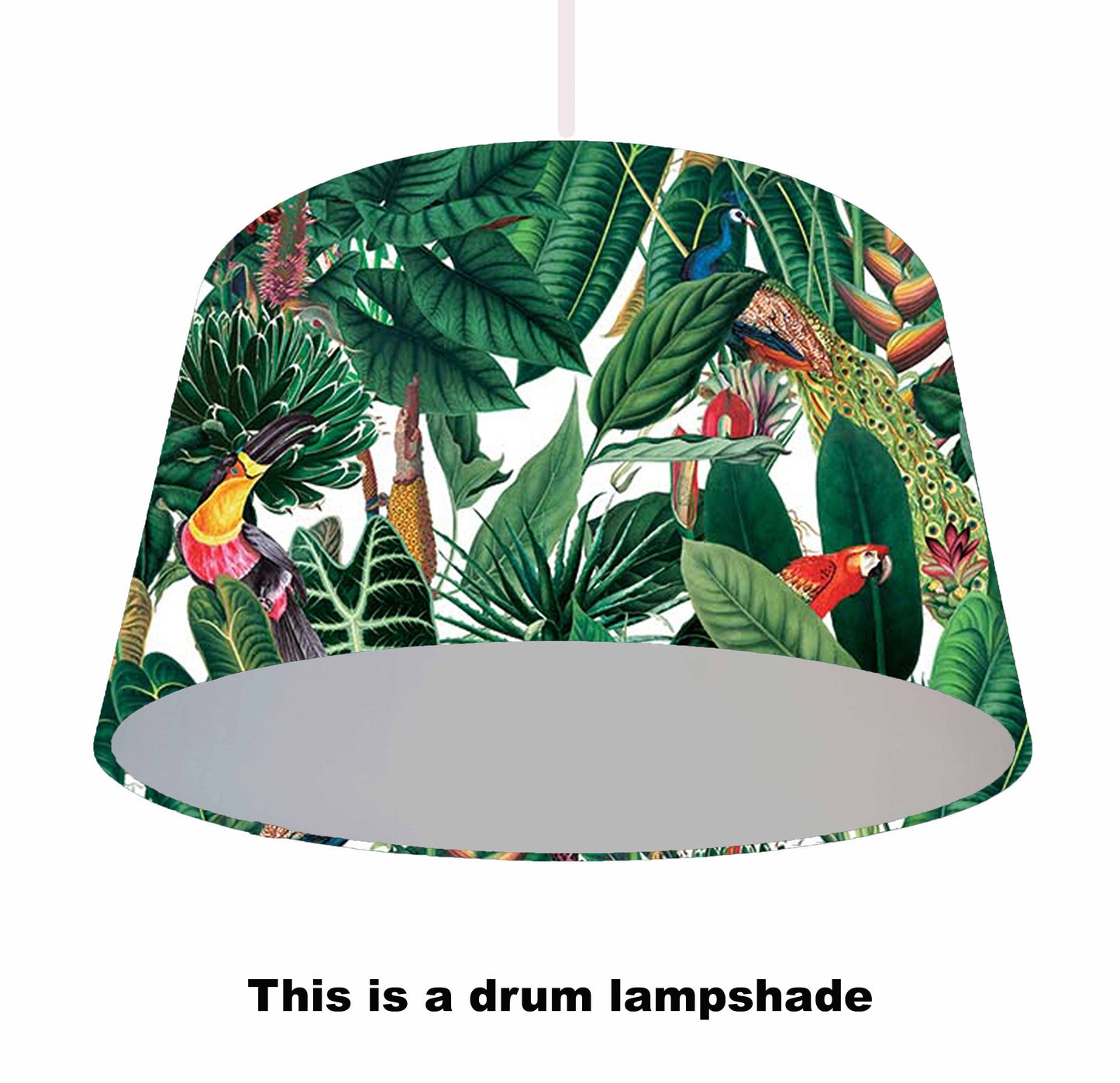 Tropical Birds Themed Velvet Lampshade, Metallic Lining