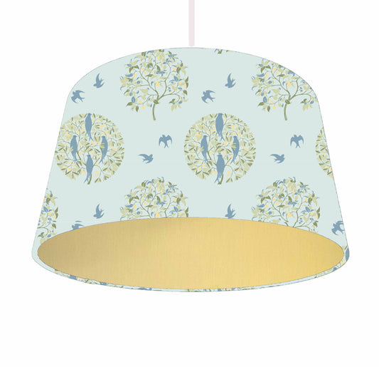 Voysey Birds In Nature Metallic Lined Lampshade, Ornamental Trees, Nature Home Decor