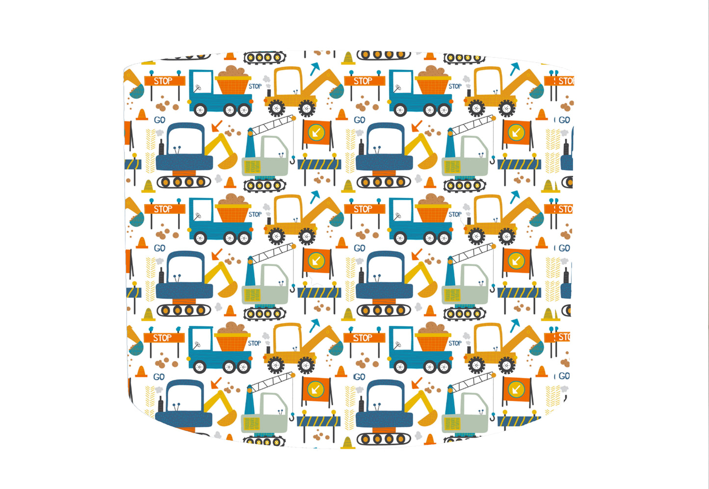 Construction Digger Lampshade, Vehicle Bedroom Decor
