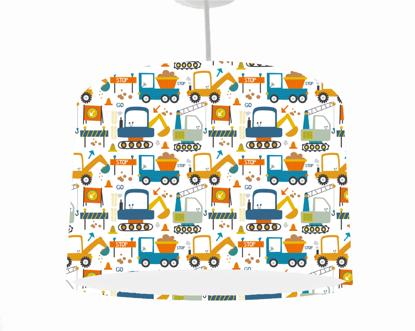 Construction Digger Lampshade, Vehicle Bedroom Decor