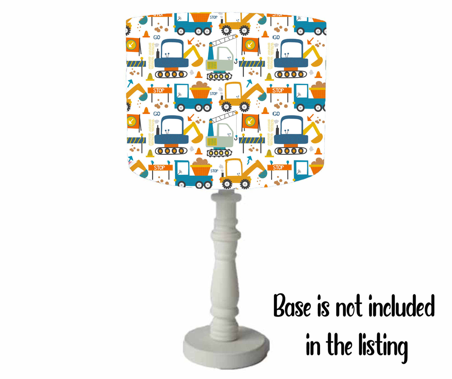 Construction Digger Lampshade, Vehicle Bedroom Decor