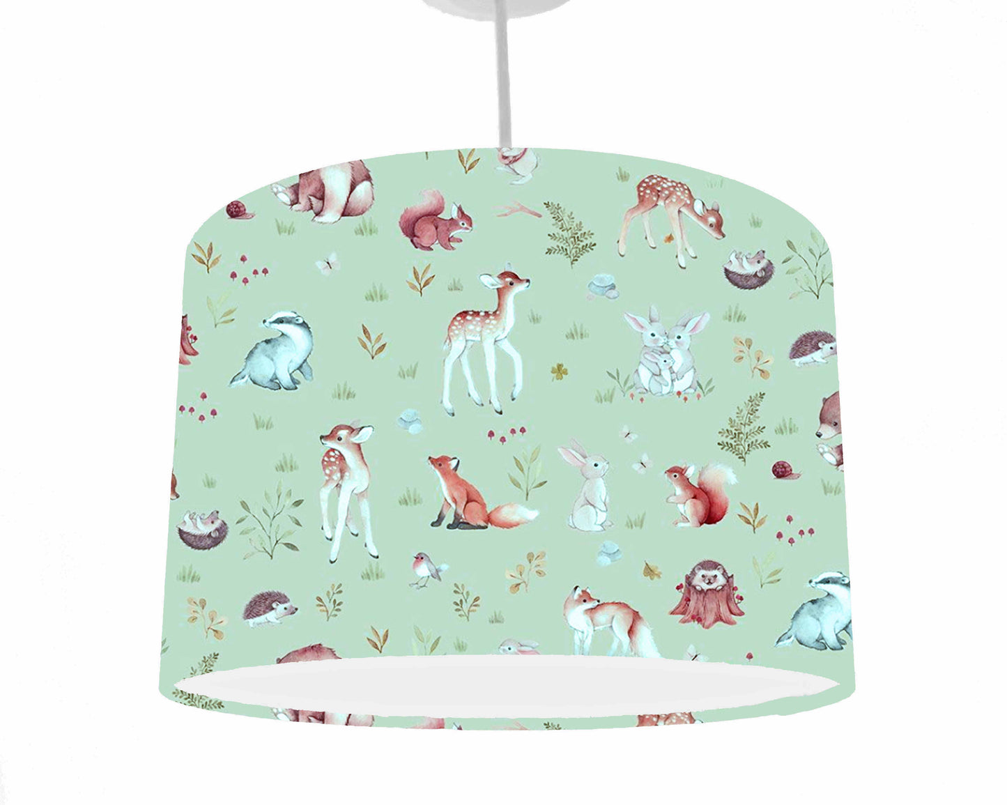 Mint Green Woodland Animal Lampshade, Forest Animal Nursery Lampshade