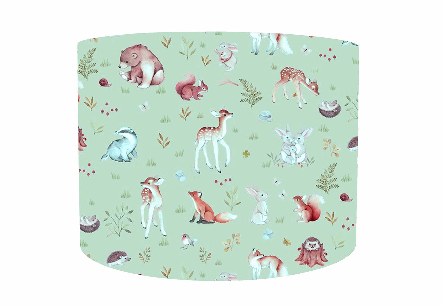 Mint Green Woodland Animal Lampshade, Forest Animal Nursery Lampshade