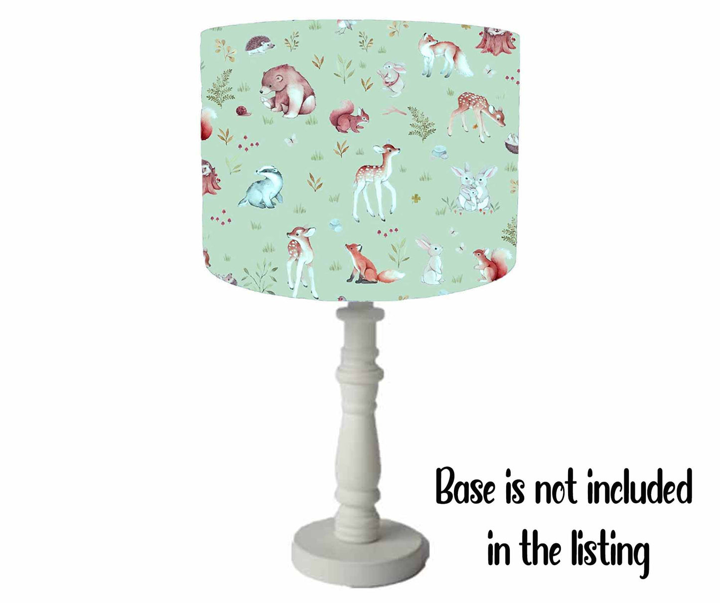 Mint Green Woodland Animal Lampshade, Forest Animal Nursery Lampshade