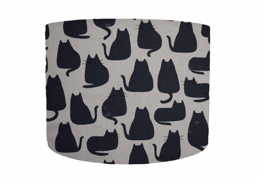 black cat silhouette linen mix lampshade