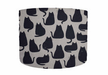 Load image into Gallery viewer, black cat silhouette linen mix lampshade
