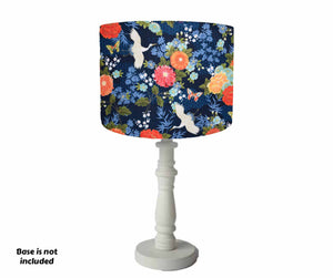 dark blue crane and butterfly table lampshade