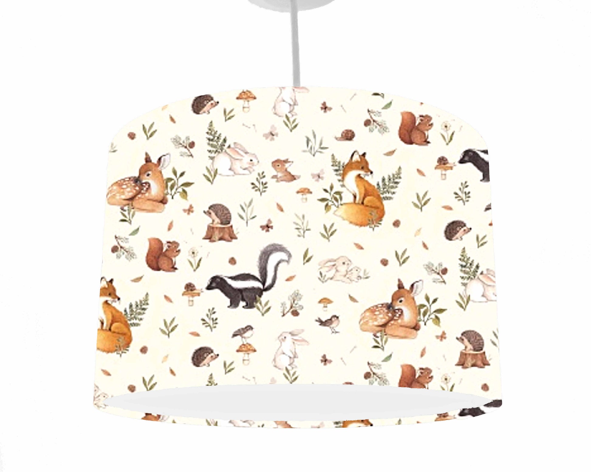 Cream woodland animals ceiling light shade for children