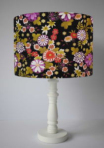 black and gold Japanese floral themed table lamp shade