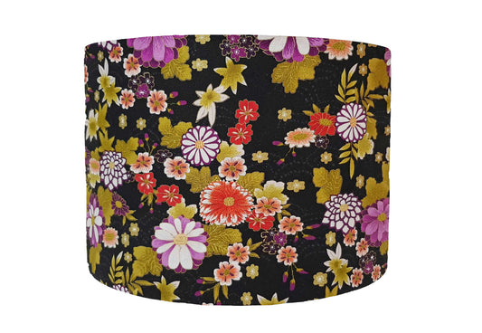 Black Japanese Floral Lampshade