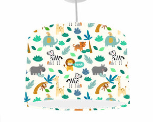 colourful jungle animal ceiling light shade for baby room