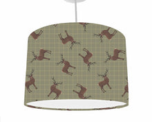 Load image into Gallery viewer, Sage green stag themed ceiling light shade
