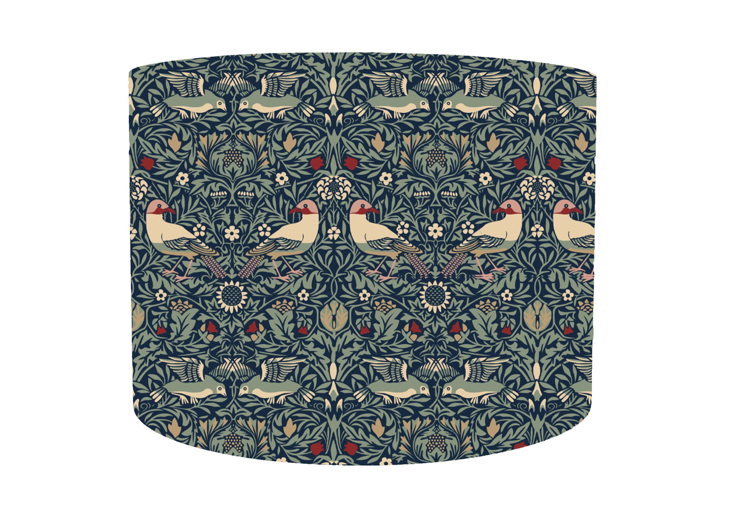 William Morris Wintergarden Lampshade, Bird Themed Home Decor, White Lining